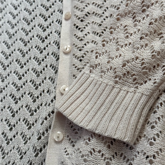 Cardigan Cream/White Knit Patterned Fabric - Picture 4 of 7